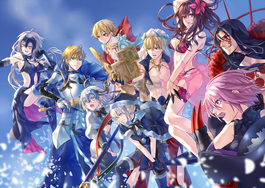 artoria pendragon, mash kyrielight, scathach, saber alter, cu chulainn, and 7 more (fate and 1 more) drawn by yuu+1