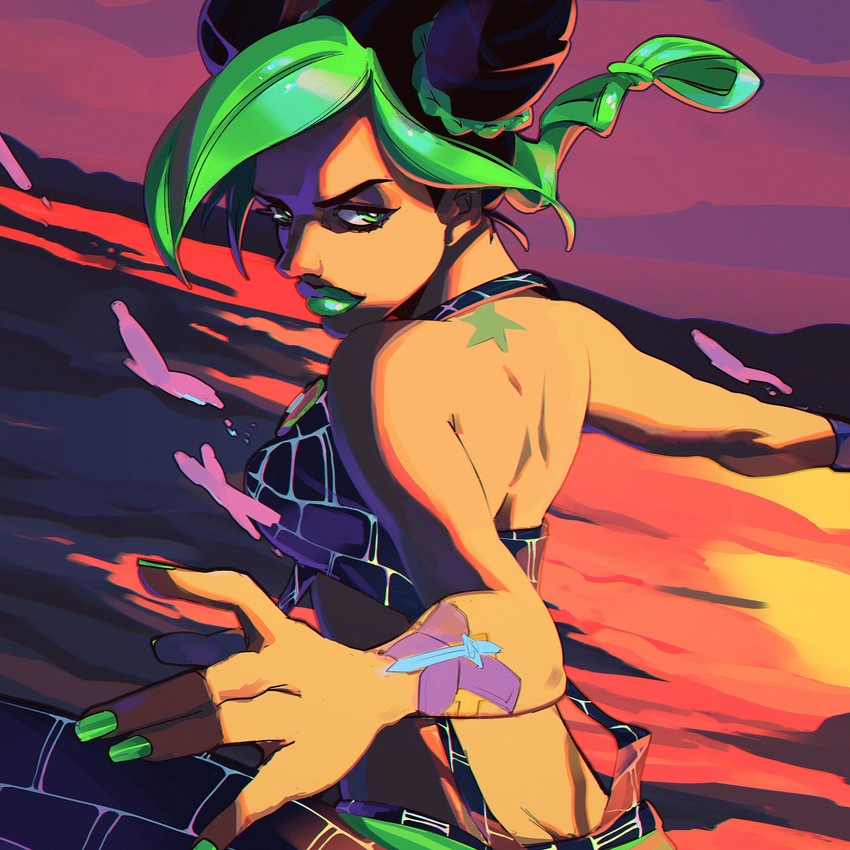 kujo jolyne (jojo no kimyou na bouken and 1 more) drawn by h4tter