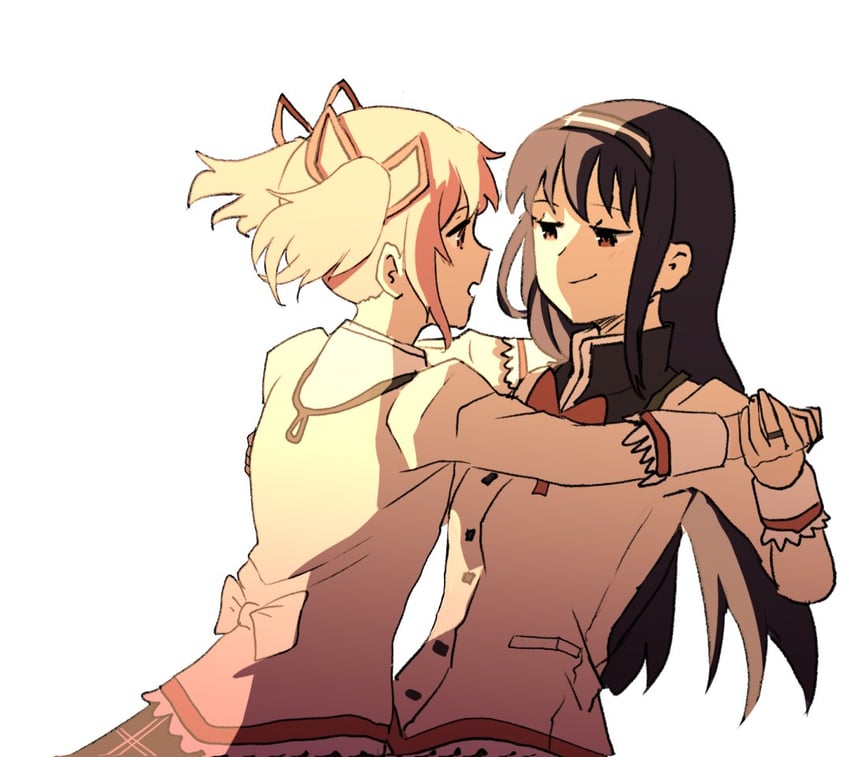 akemi homura and kaname madoka (mahou shoujo madoka magica and 1 more) drawn by brochan