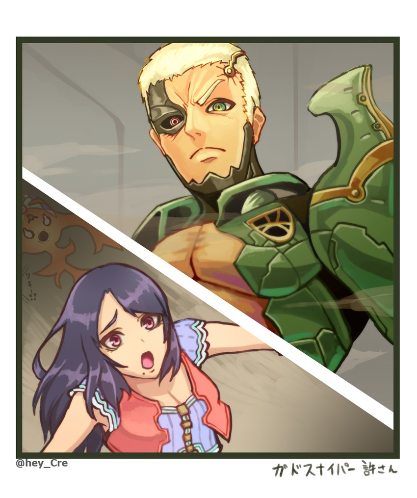 riki, sharla, and gadolt (xenoblade chronicles and 1 more) drawn by hey_cre