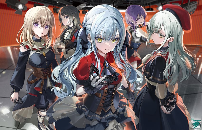 togawa sakiko, wakaba mutsumi, yahata umiri, misumi uika, mortis, and 5 more (bang dream! and 1 more) drawn by veerinly