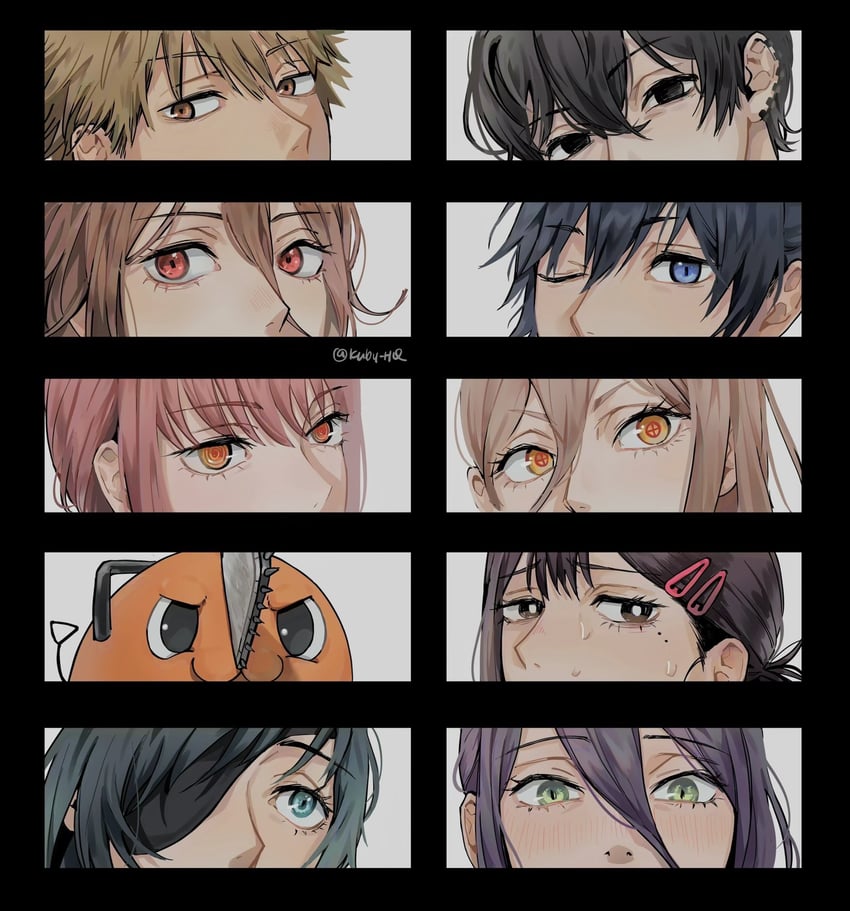 makima, power, denji, reze, higashiyama kobeni, and 5 more (chainsaw man) drawn by kuby_hq