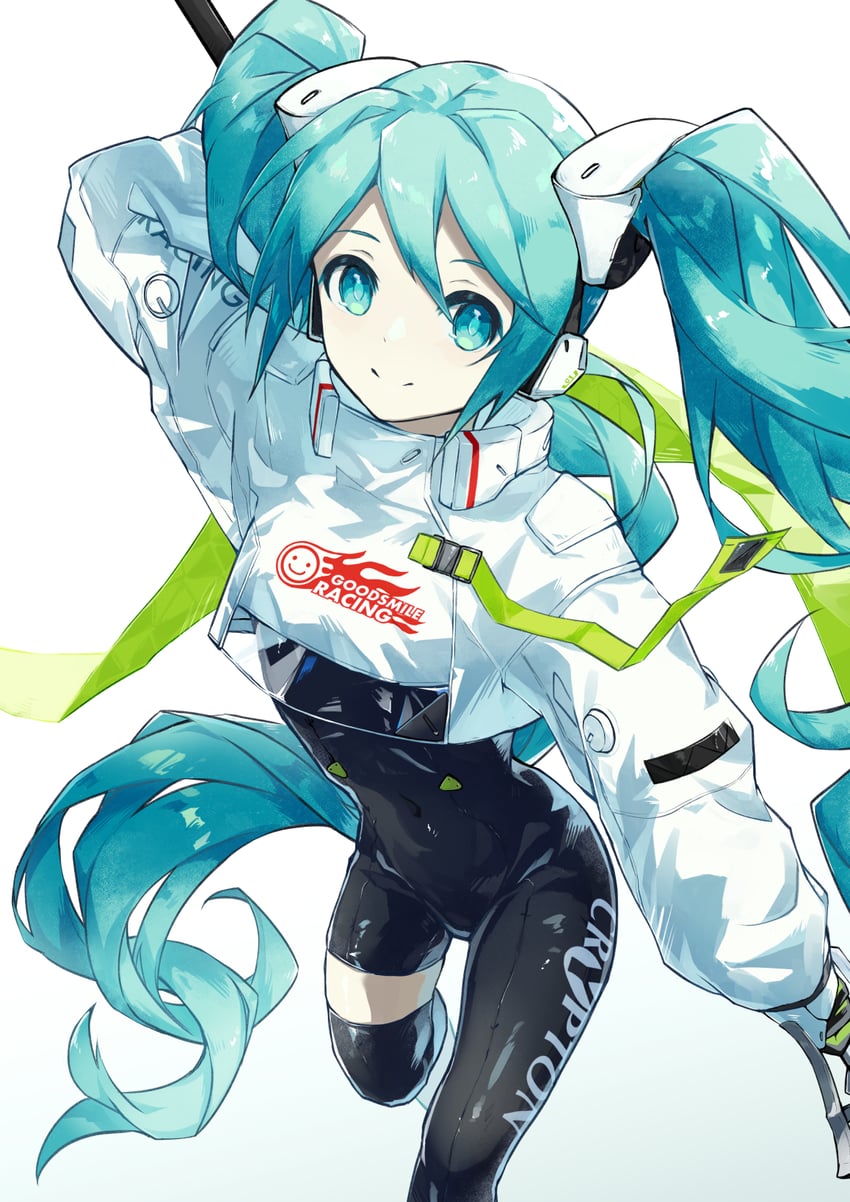 hatsune miku and racing miku (vocaloid and 1 more) drawn by yohki
