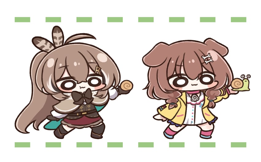 nanashi mumei and inugami korone (hololive and 2 more) drawn by vinca_99
