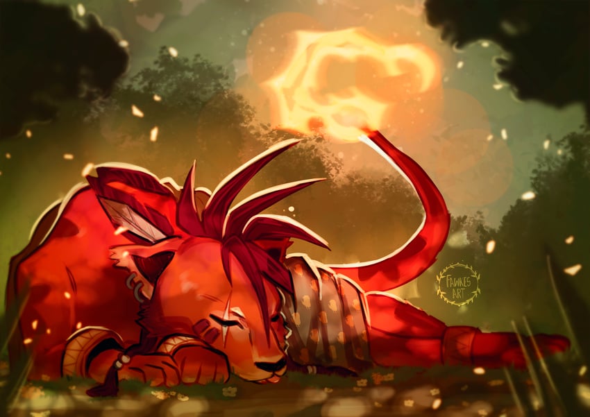 red xiii (final fantasy and 1 more) drawn by fawkesart