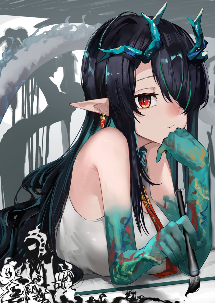 dusk, nian, ling, and chongyue (arknights) drawn by ao_oni_(onioni-aoi)