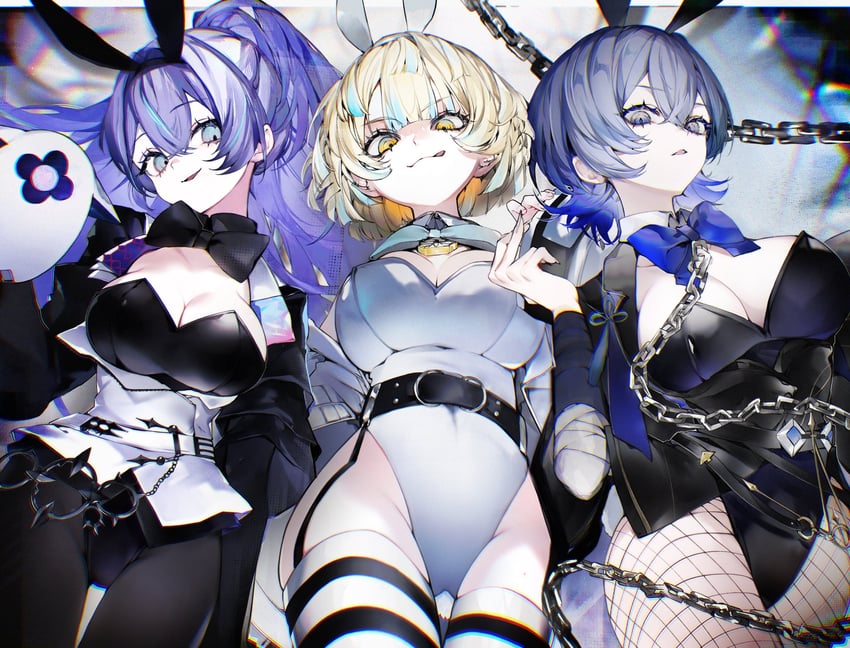 hoshirube sho, hibachi mana, and koyanagi rou (nijisanji) drawn by koito_(l0ve_la_bit)