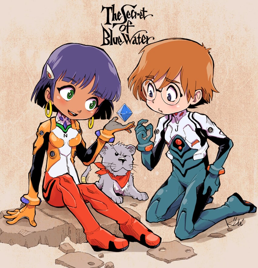 nadia la arwall, king, jean roque lartigue, and ramiel (neon genesis evangelion and 1 more) drawn by kiichi