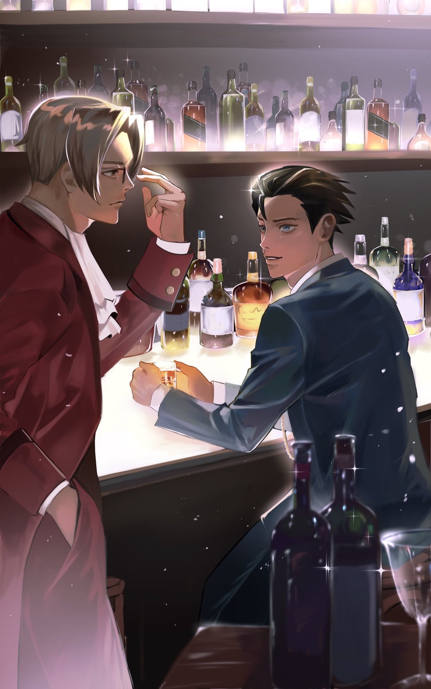 phoenix wright and miles edgeworth (ace attorney) drawn by kass_(jtsp0)