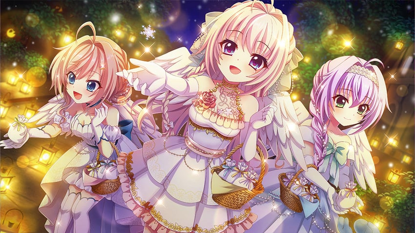 shiratori amaha, himura nagisa, and hokaze kanade (re:stage!) drawn by izumi_tsubasu