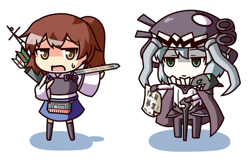 kaga and wo-class aircraft carrier (kantai collection) drawn by kukku