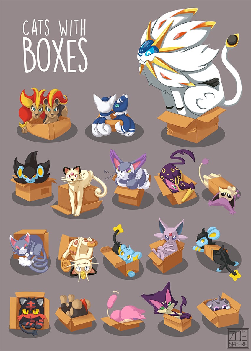 espeon, meowth, litten, skitty, espurr, and 13 more (pokemon) drawn by zoe-sphere