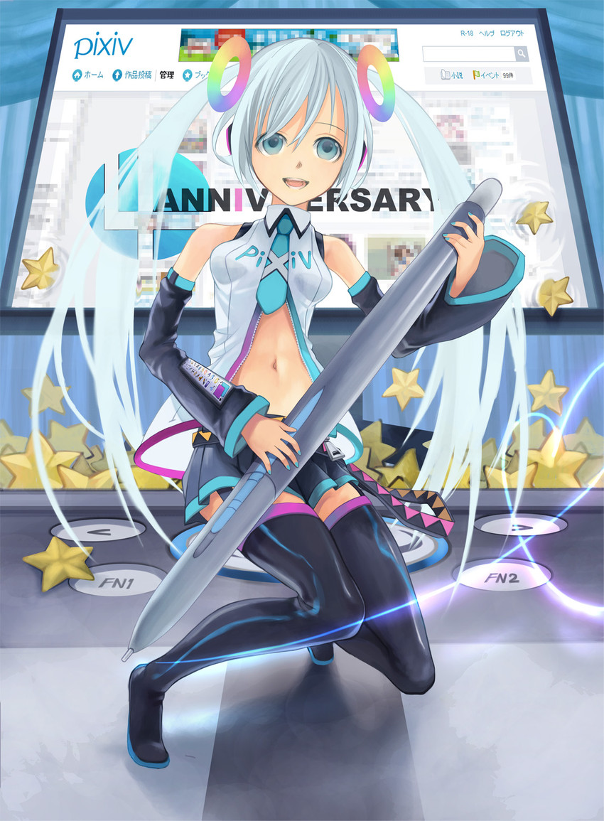 hatsune miku (vocaloid and 1 more) drawn by kari_kenji