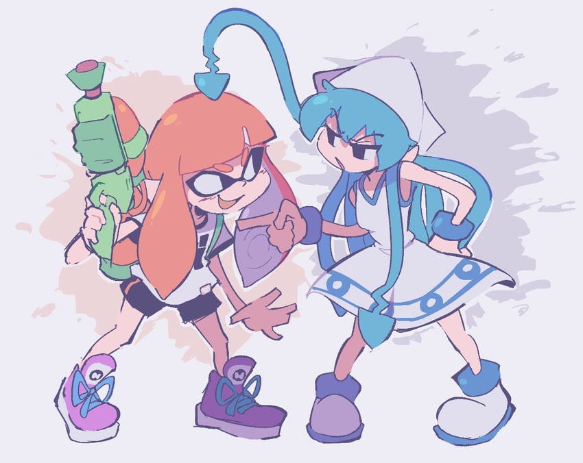 inkling player character, inkling girl, and ikamusume (splatoon and 2 more) drawn by shammah