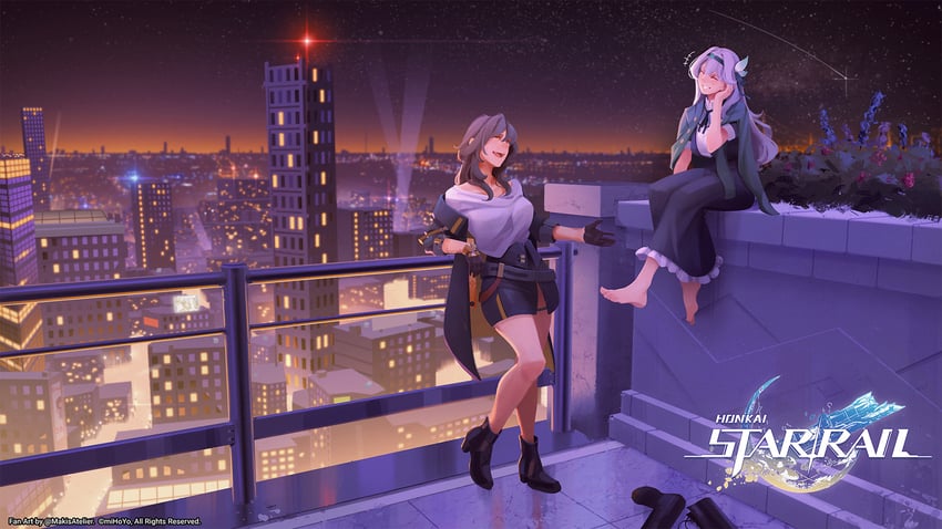 trailblazer, firefly, and stelle (honkai and 1 more) drawn by sushoartworks