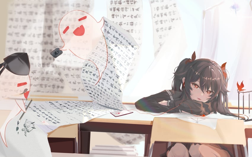 hu tao and boo tao (genshin impact) drawn by douuorain