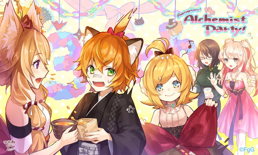 pamela, hayate, emma, noah, and rin (ta ga tame no alchemist)
