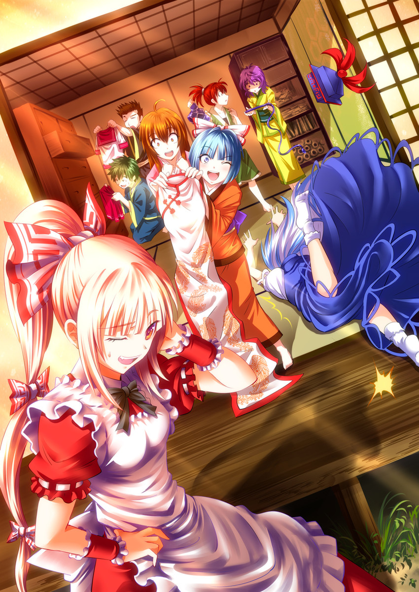 fujiwara no mokou and kamishirasawa keine (touhou) drawn by hijikawa_arashi