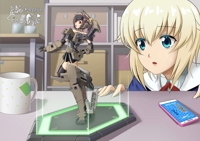 gourai and gennai ao (frame arms girl) drawn by bzs_(kage_no_shinobu)