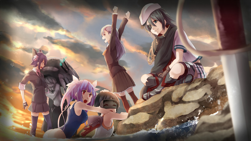 tenryuu, suzuya, wo-class aircraft carrier, kiso, i-19, and 1 more (kantai collection) drawn by michimaru_(michi)