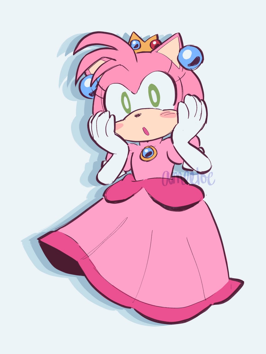 princess peach and amy rose (mario and 1 more) drawn by amie_sanchez