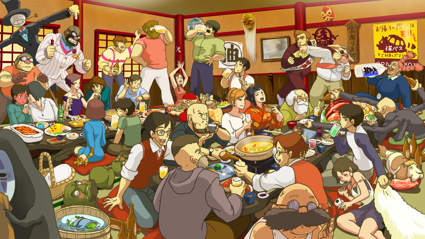 san, howl pendragon, nausicaa, kaonashi, ashitaka, and 13 more (studio ghibli and 6 more) drawn by pie_(yunbymunch)