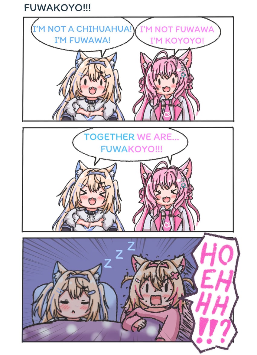 fuwawa abyssgard, mococo abyssgard, and hakui koyori (hololive and 1 more) drawn by alpha_cas
