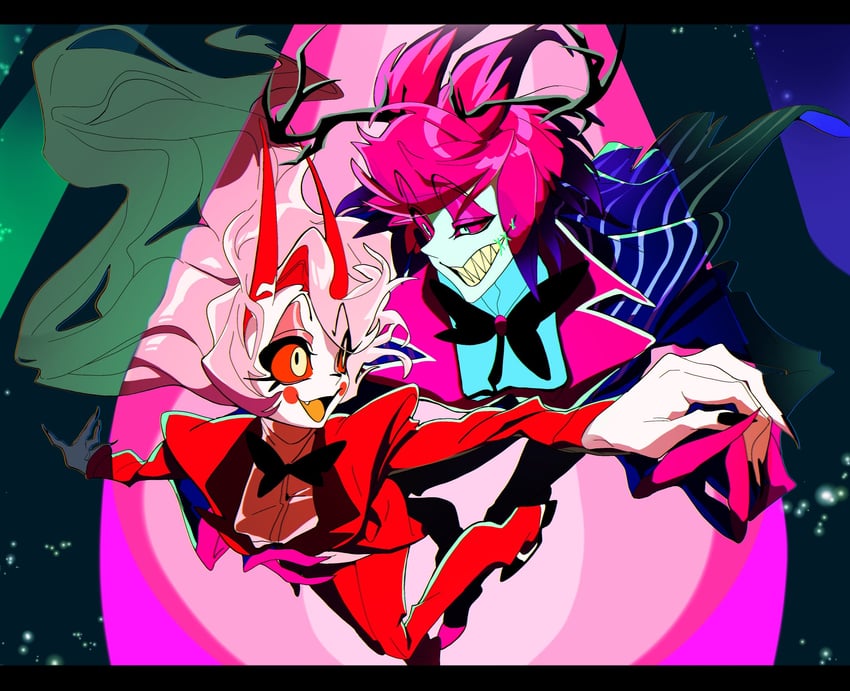 charlie morningstar and alastor (hazbin hotel) drawn by x_y1h