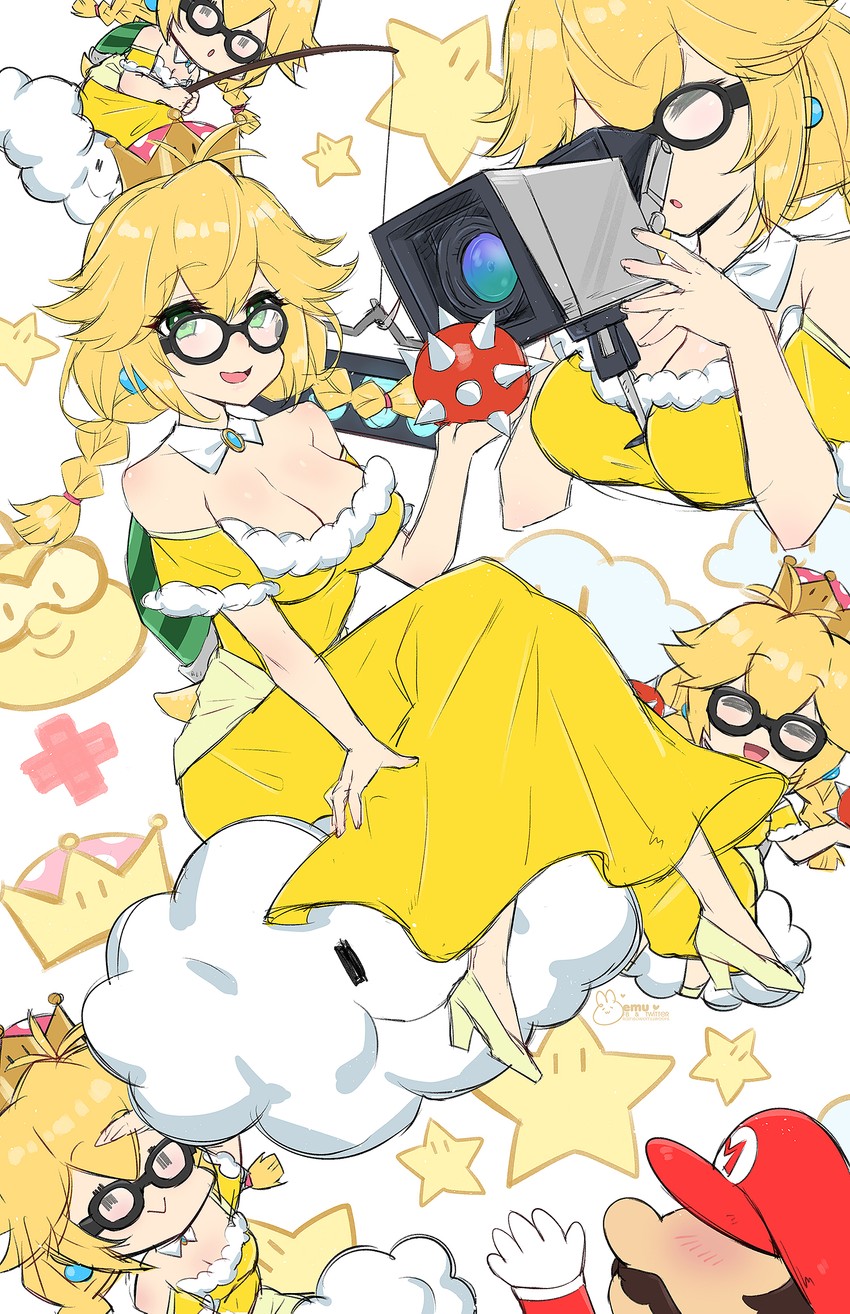 mario, lakitu, lakitu's cloud, and princess lakitu (mario and 1 more) drawn by emu_(confisery)