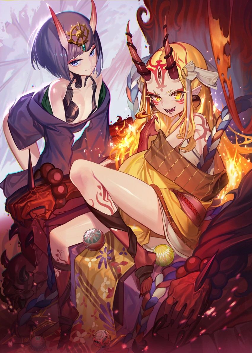 shuten douji and ibaraki douji (fate and 1 more) drawn by sb_lama