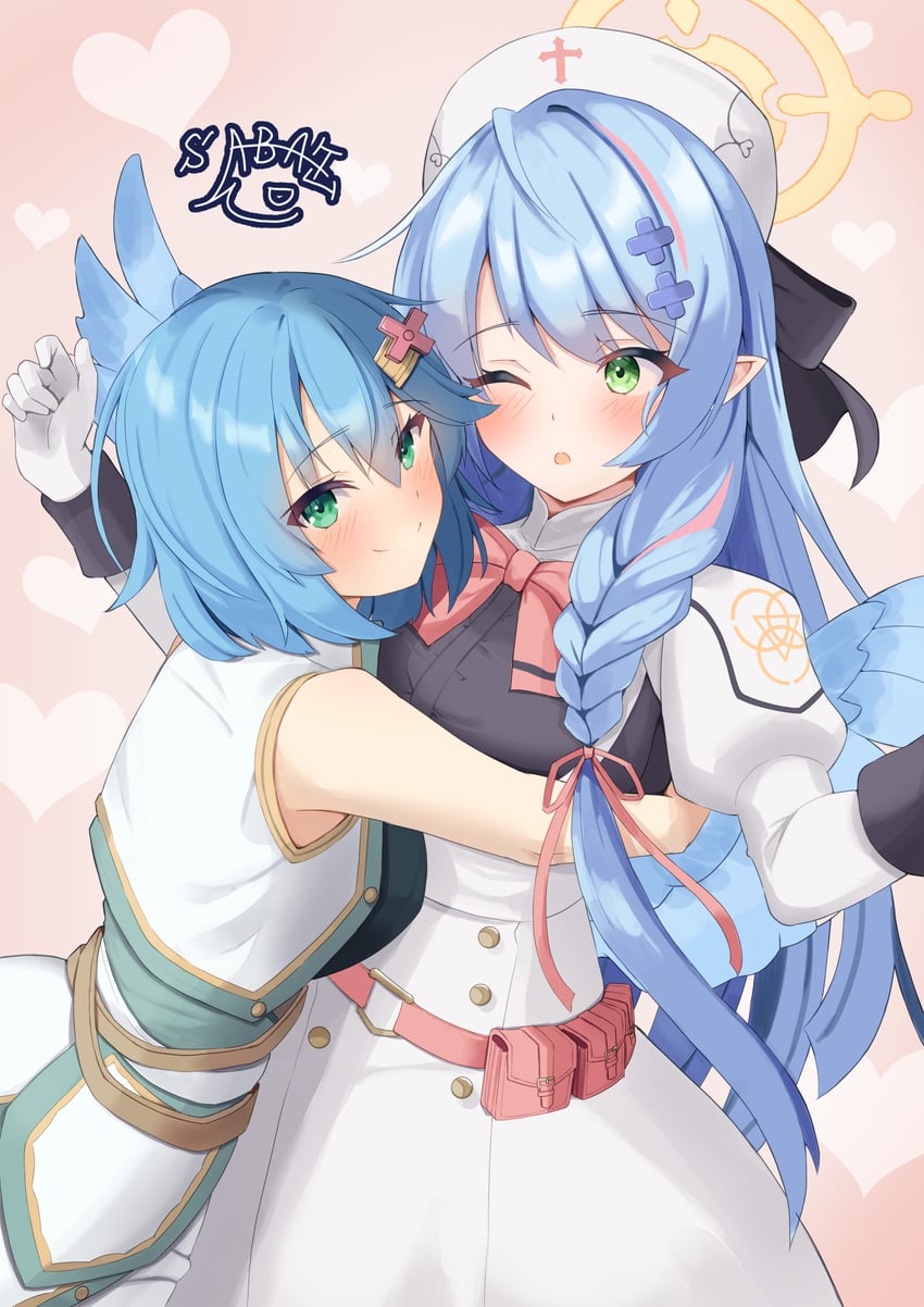 mine and diana (blue archive and 1 more) drawn by sabakan_kandume