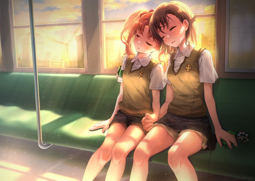 misaka mikoto, shirai kuroko, and gekota (toaru majutsu no index and 1 more) drawn by yonabe