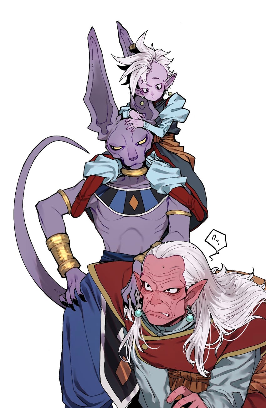 beerus, shin, and kibito (dragon ball and 1 more) drawn by sen_(aypj8447)