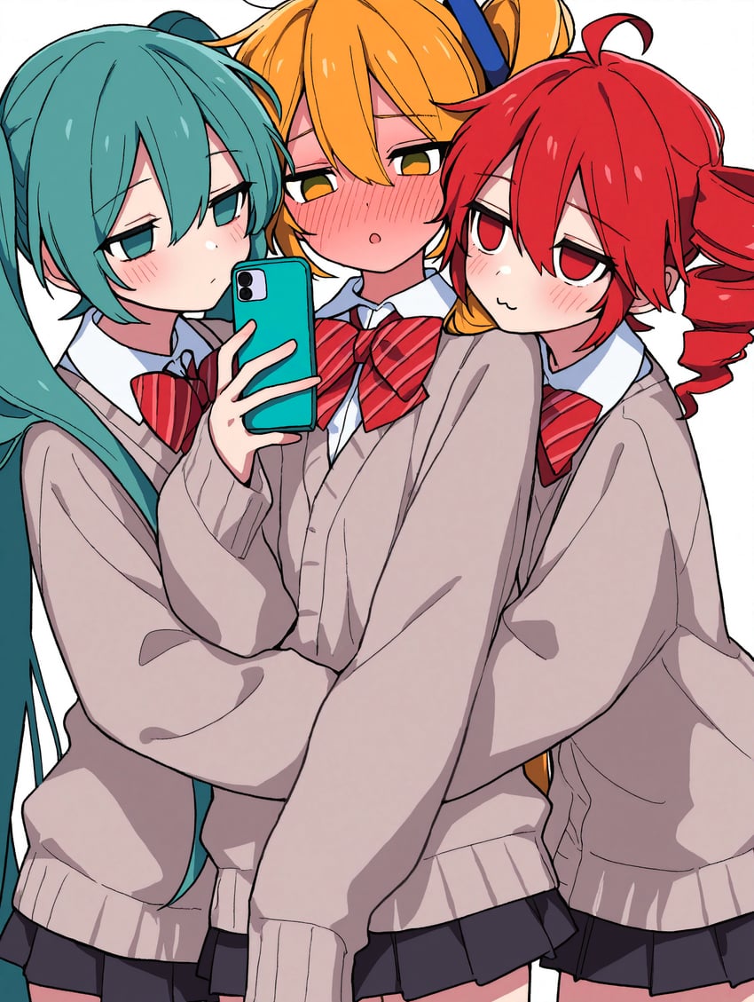 hatsune miku, kasane teto, and akita neru (vocaloid and 2 more) drawn by mochi_(user_ters7875)