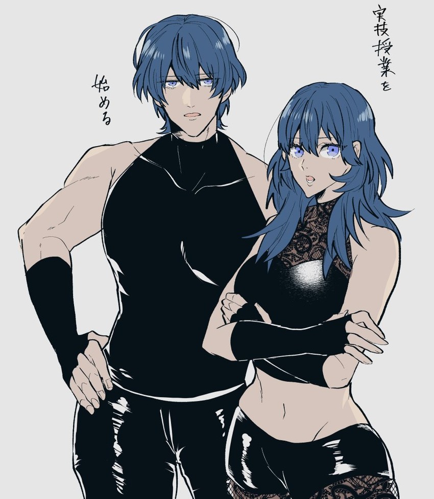 female byleth and male byleth (fire emblem and 1 more) drawn by jinta_(mogimogi418)
