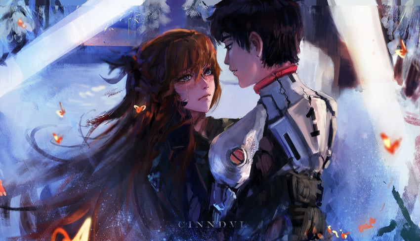 souryuu asuka langley and ikari shinji (neon genesis evangelion) drawn by cinndvl