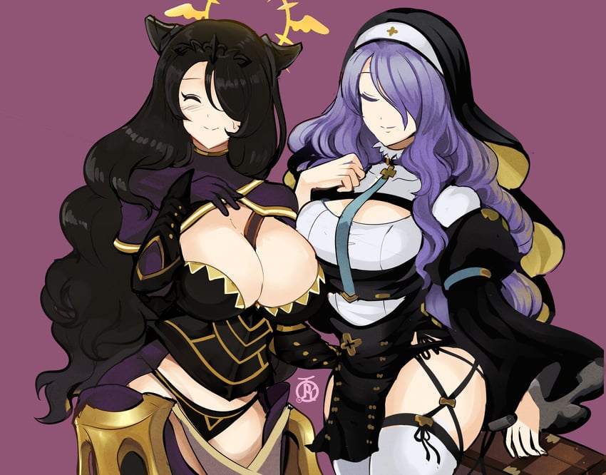 camilla and hinata (blue archive and 2 more) drawn by revolverwing