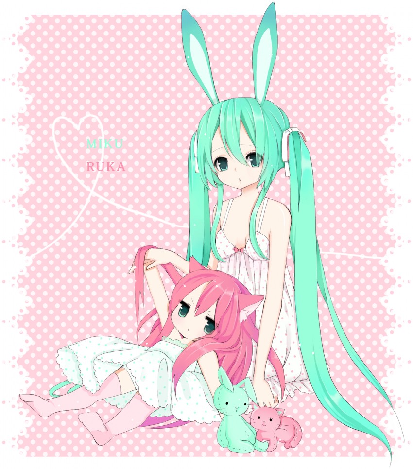 hatsune miku and megurine luka (vocaloid) drawn by momoshiki_tsubaki