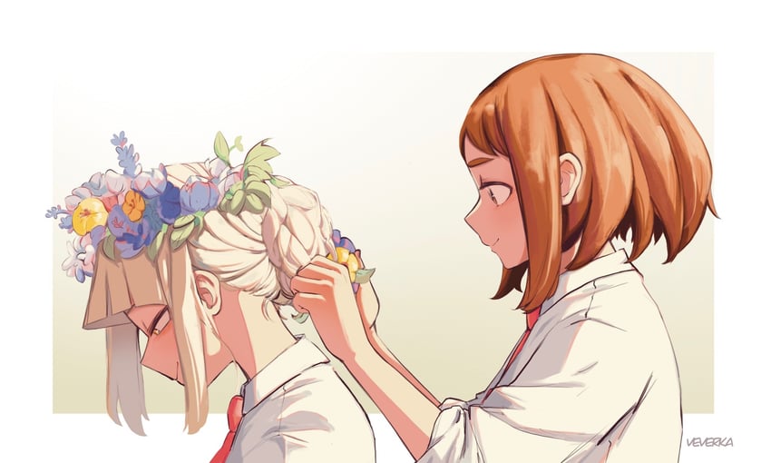 uraraka ochaco and toga himiko (boku no hero academia) drawn by reallyveverka