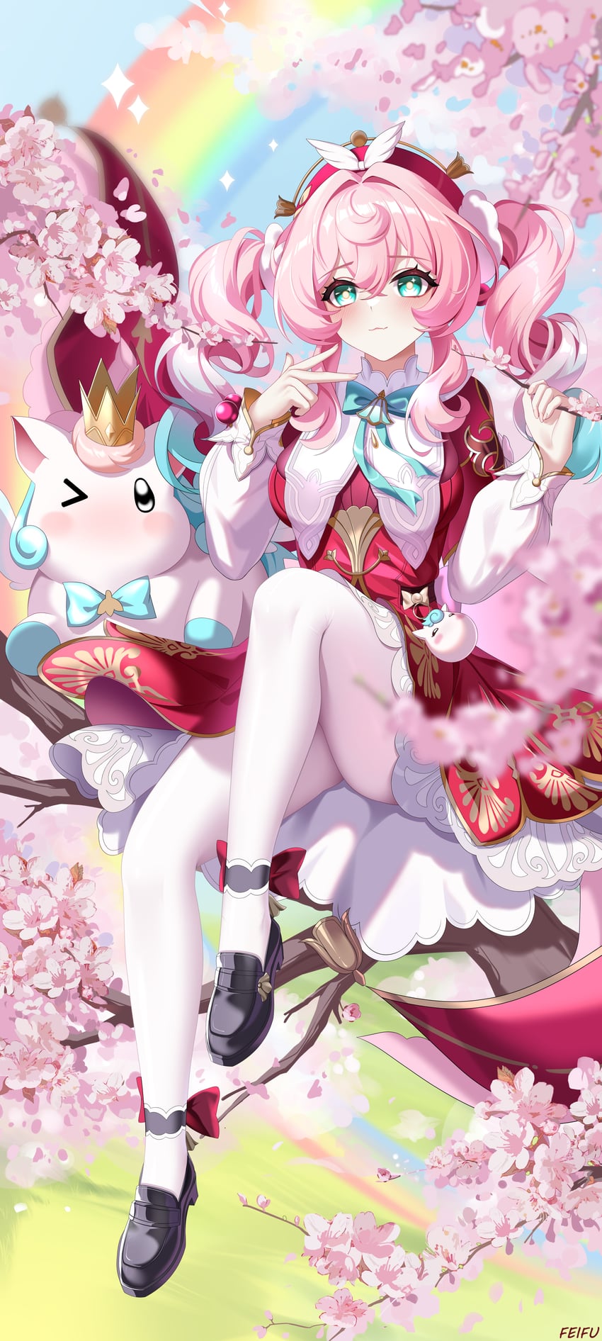 hyacine and little ica (honkai and 1 more) drawn by feifu