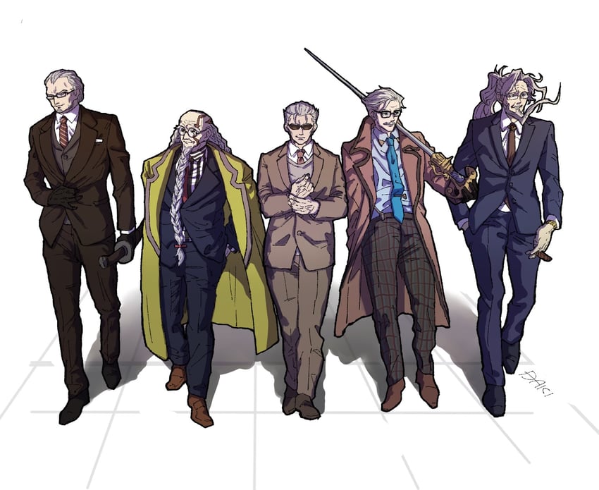 james moriarty, li shuwen, yagyuu munenori, christopher columbus, and zhang jue (fate and 1 more) drawn by syuugou_11
