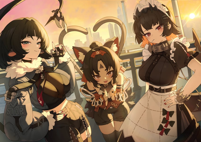 ellen joe, jane doe, and nekomiya mana (zenless zone zero) drawn by nogong
