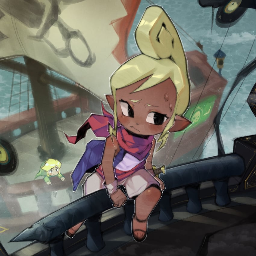 link, toon link, and tetra (the legend of zelda and 1 more) drawn by onimiere