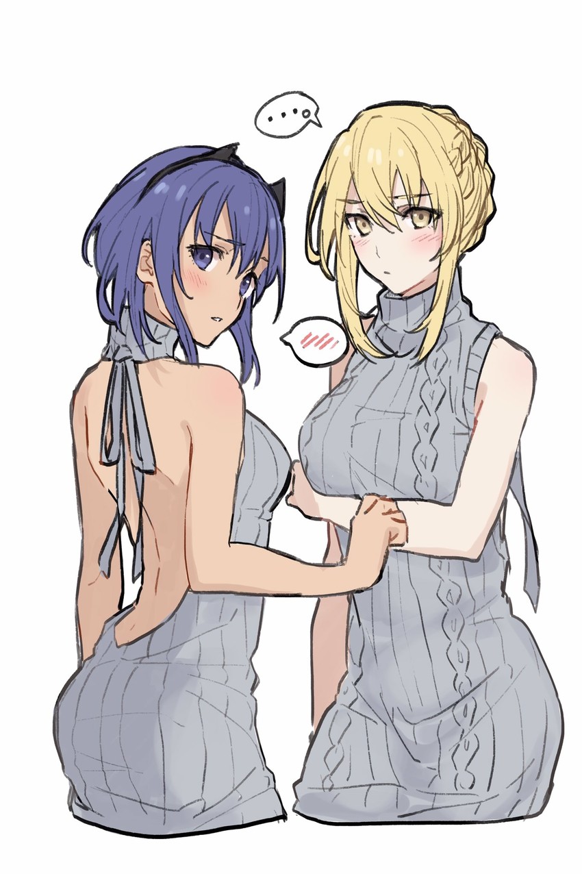 artoria pendragon and hassan of serenity (fate and 3 more) drawn by teshima_nari