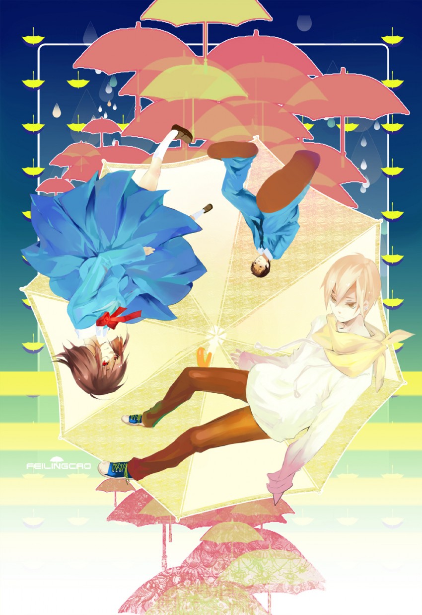 sonohara anri, ryuugamine mikado, and kida masaomi (durarara!!) drawn by feilingcao