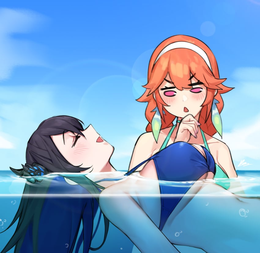 takanashi kiara and nerissa ravencroft (hololive and 1 more) drawn by dasdokter
