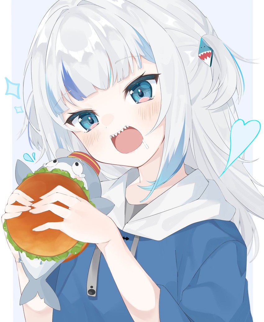 gawr gura and bloop (hololive and 1 more) drawn by kaede_(kaede_desu107)