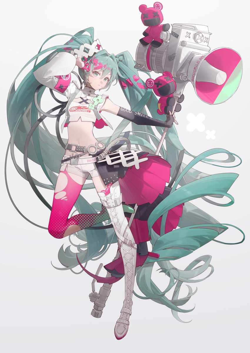 hatsune miku and racing miku (vocaloid and 1 more) drawn by shuno_(xiaonuo)