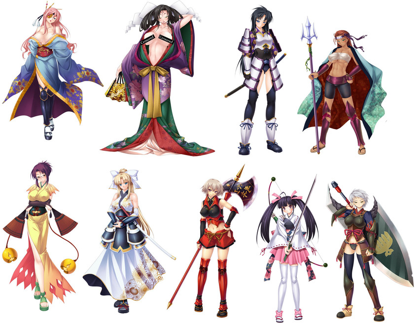 kashinkoji, mouri moronari, takeda shingen, asakura yoshikage, imagawa yoshimoto, and 4 more (sengoku makan) drawn by cle_masahiro
