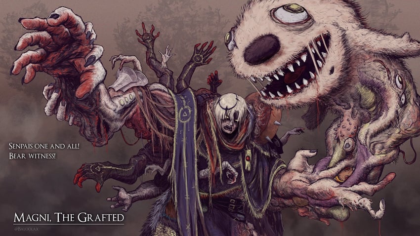 magni dezmond, godrick the grafted, and magmo dezmo (elden ring and 2 more) drawn by baloolax